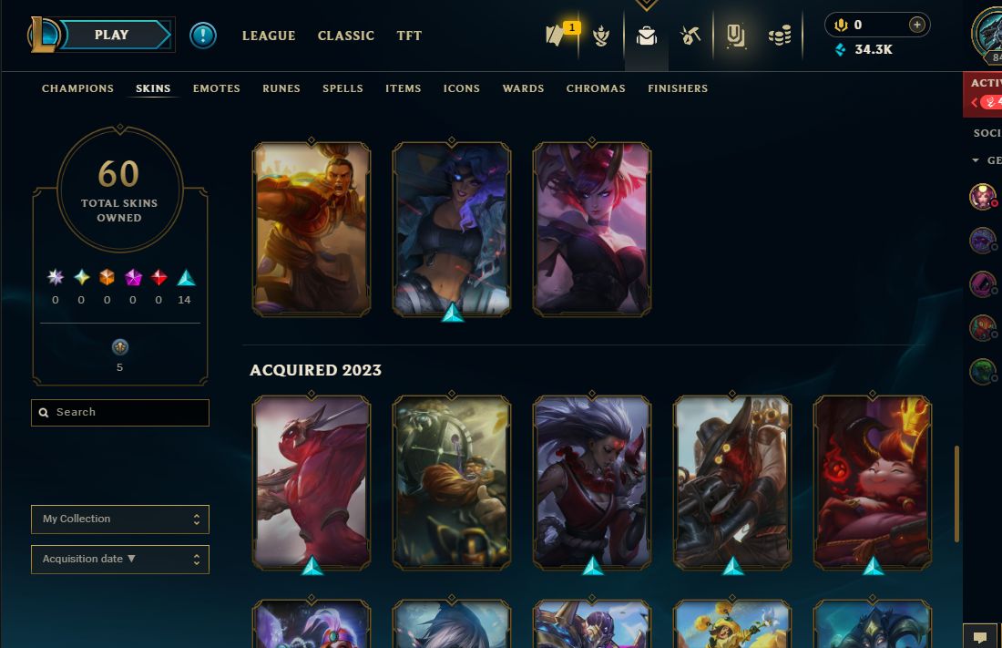 Conta de lol smurf com 60 skins