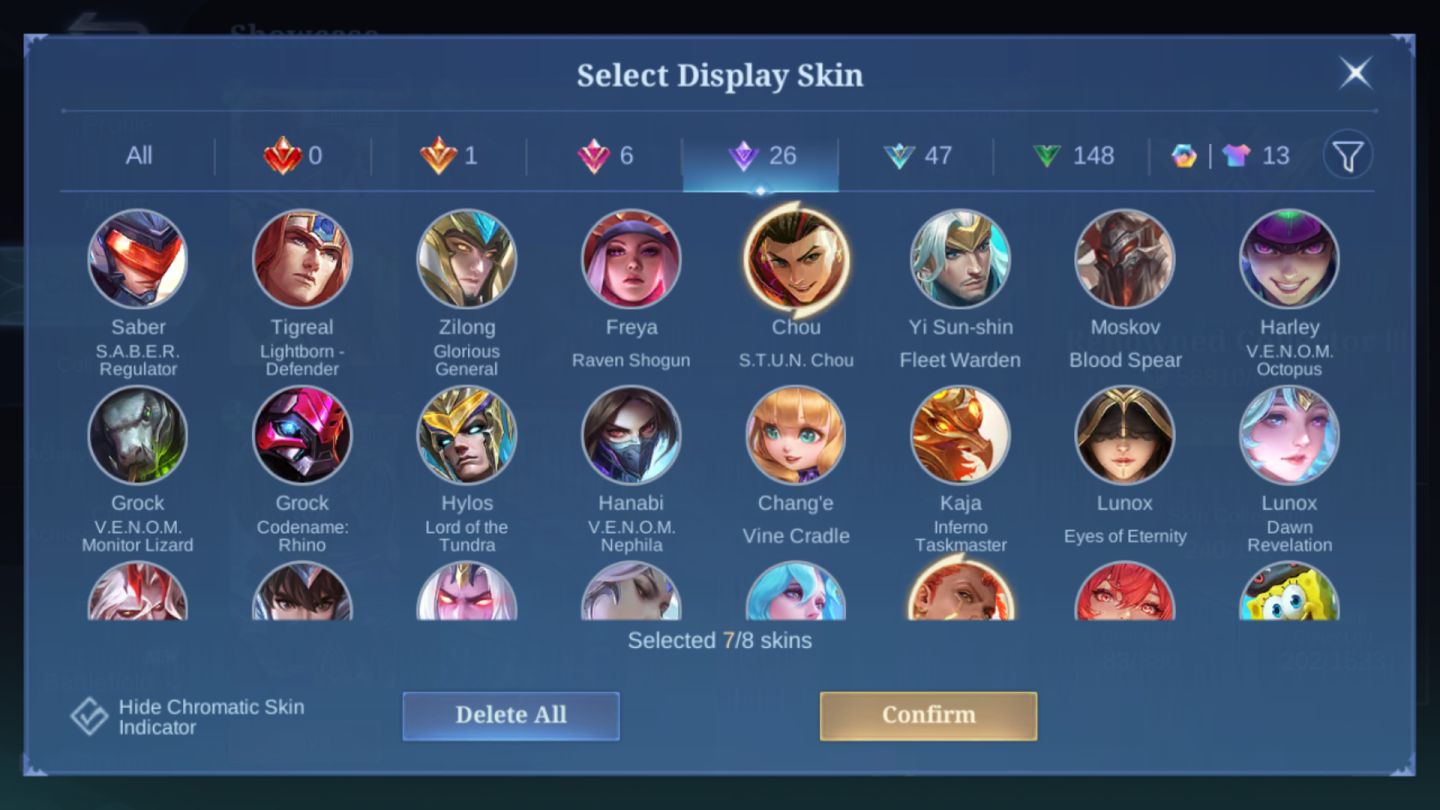 Conta Mobile Legends / CHAMPION Brody / 5 LUCKYBOX / STUN Chou