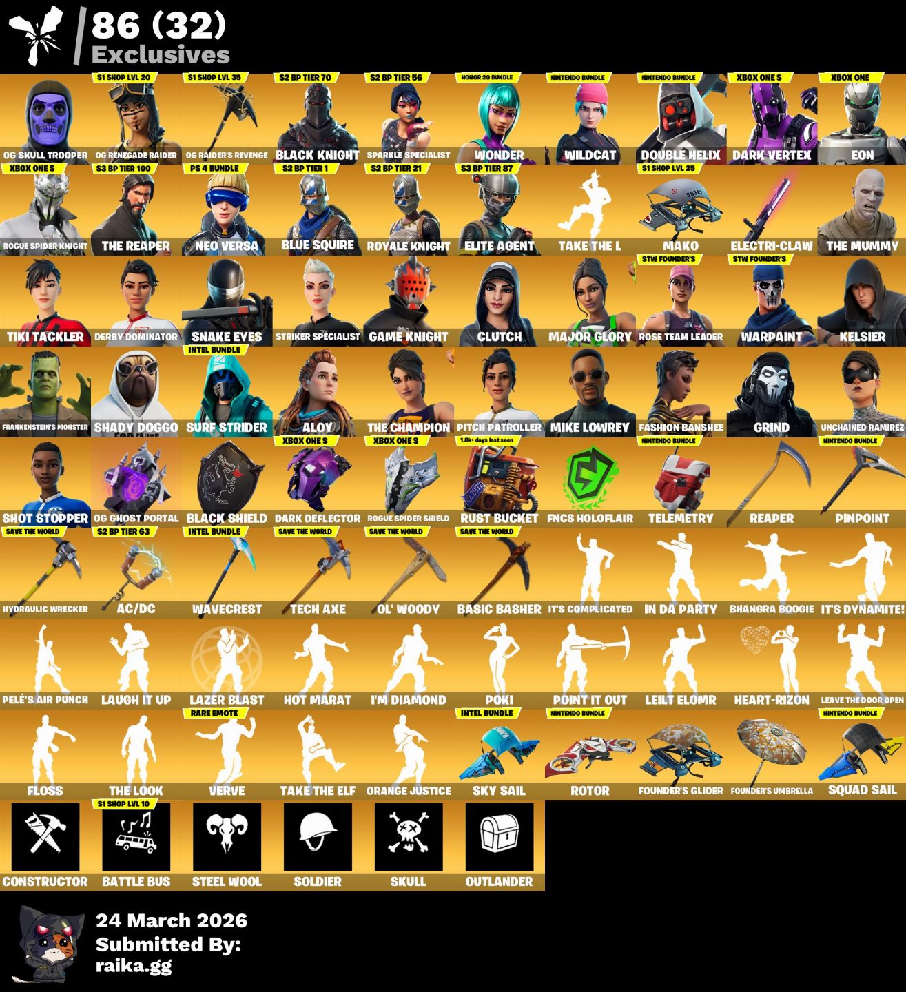CONTA 3OG FORTNITE - COLECIONADOR - Renegade / S2 + Bundles