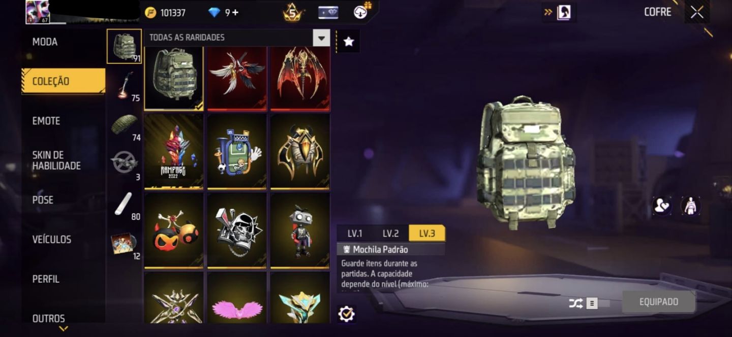 CONTA FREE FIRE BRABA com top dino sobra roxa e muito mais e evolutivas!!!!!