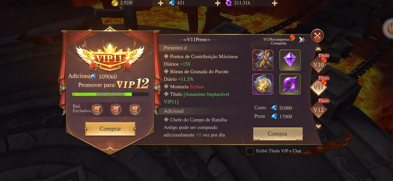 MU DARK: Conta top 1 VIP11, 1.25 B de Power dominante ORION27 + Guild