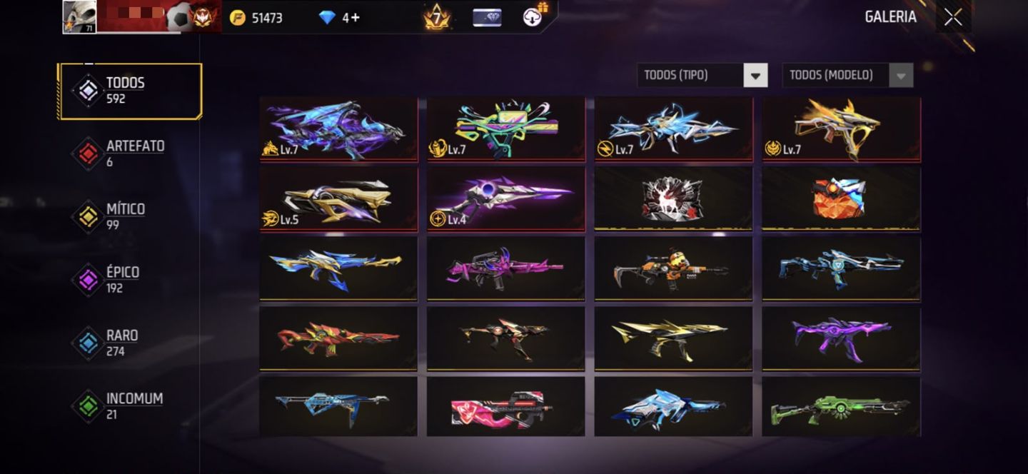CONTA FREE FIRE PRIME 7 | 467 CALÇAS + 626 SKINS | MUITO COMPLETA
