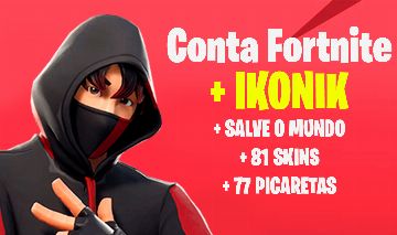 Conta Fortnite com IKONIK + SALVE O MUNDO + 81 SKINS + 77 PICARETAS!!!