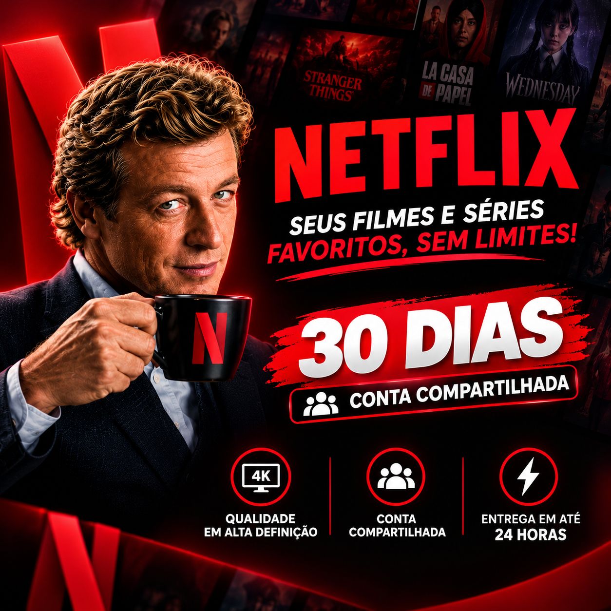 [PROMOÇÃO] NETFLIX 4K 30 DIAS CONTA COMPARTILHADA