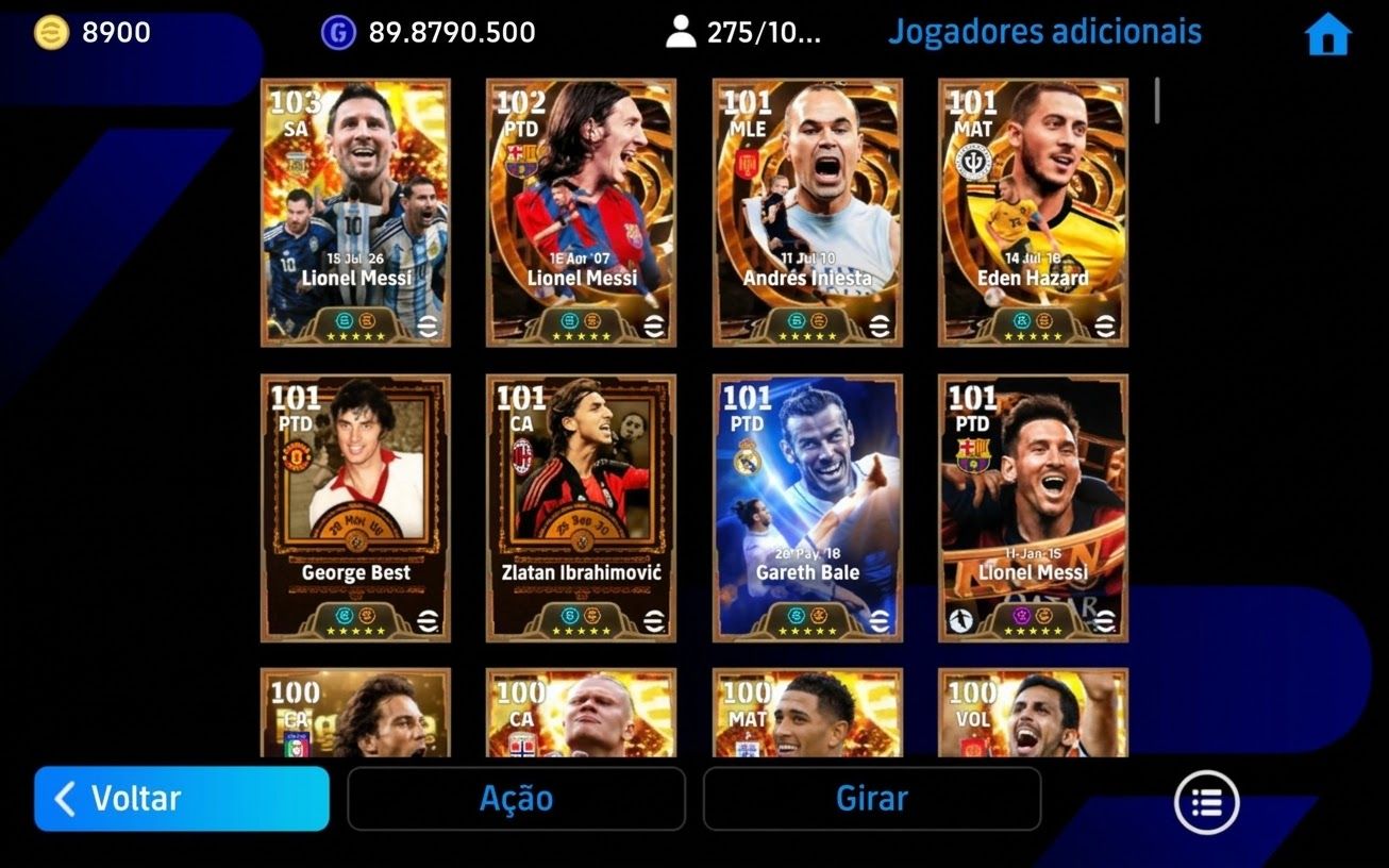 PES/EFOOTBALL 3356 FORÇA | 8.900 COINS | 1700+ EPICS | 89M GP | CONTA TOP ELITE