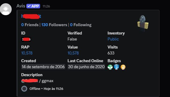 CONTA ROBLOX ANTIGA 2006 COM 10K DE RAP + ID 4 DIGITOS E 3 OFFSALES [UNVERIFIED]