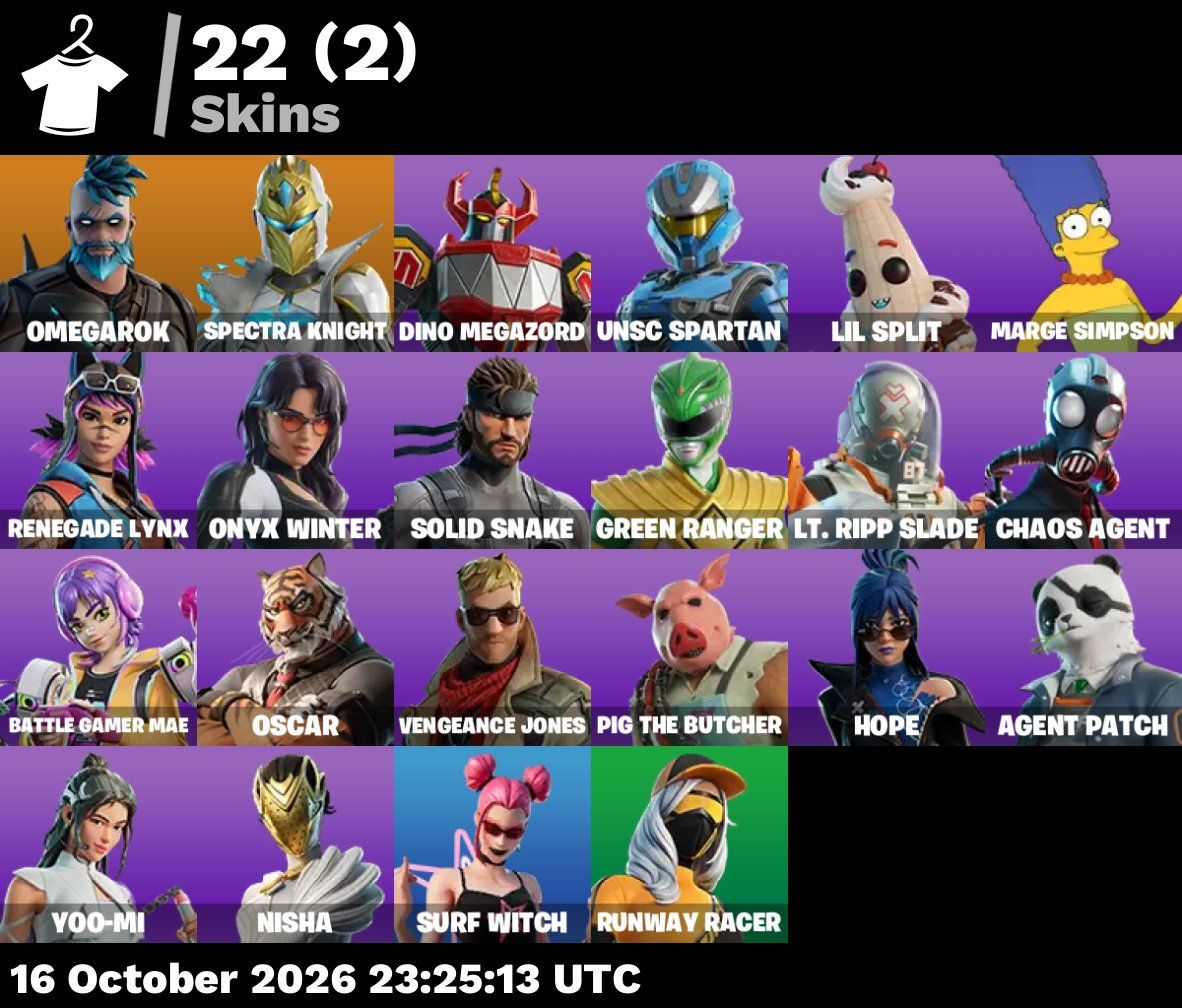 22 skins Fortnite, Preço NEGOCIAVEL, algumas Skins raras nessa conta