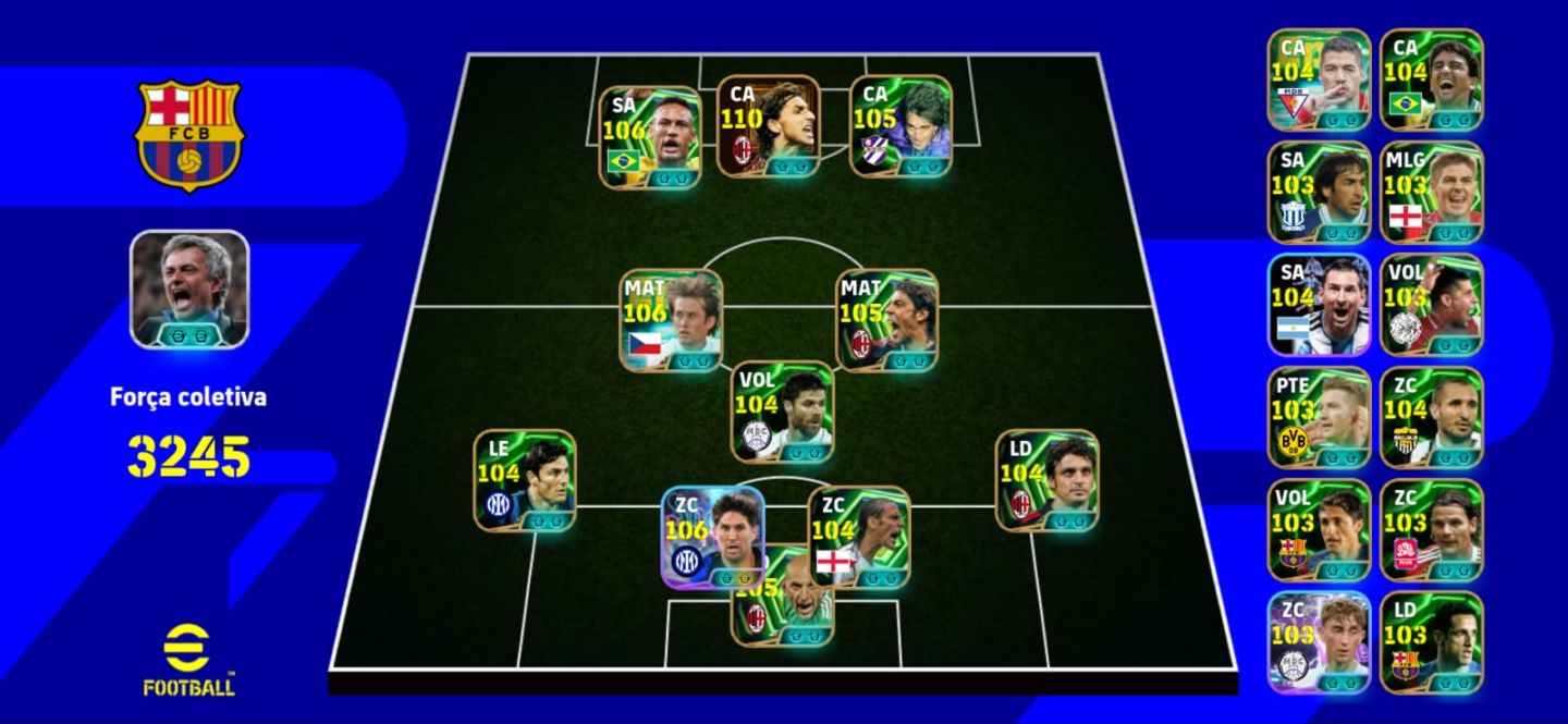 Conta de efootball Full muito rara, 2350 de força, com varios epics