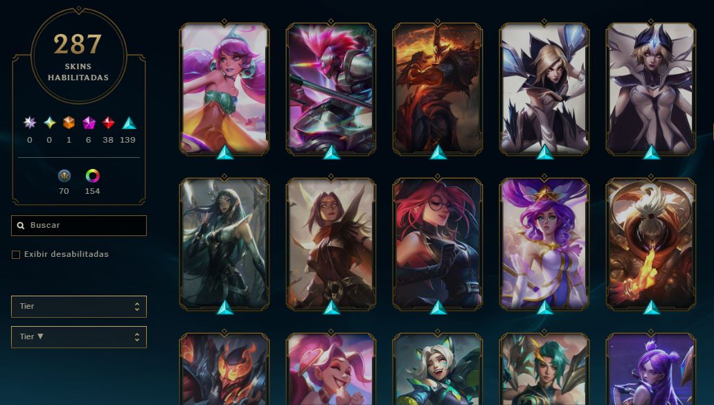 FULL ACESSO - 287 SKINS - MESTRE - 69,4K ESSENCIA AZUL - LEVEL 853