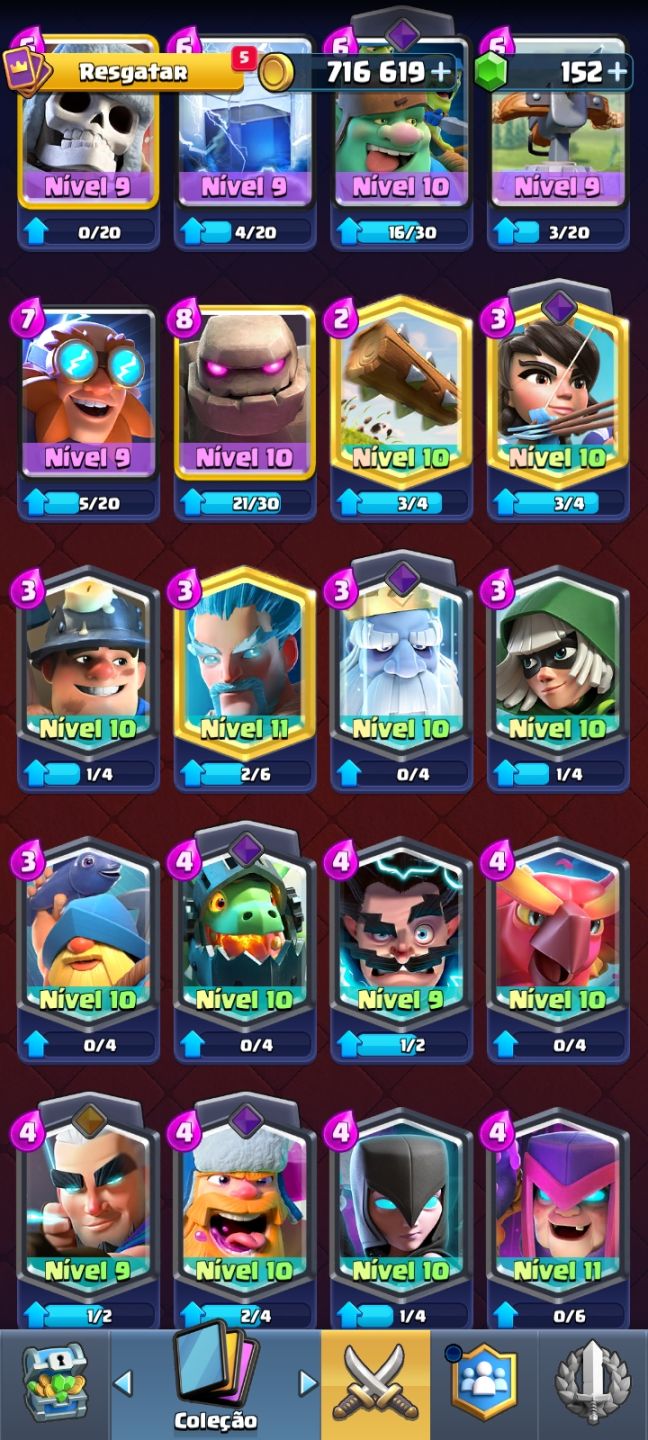 Conta Clash Royale | Arena 18 | 8 Evoluções | 716k Ouro