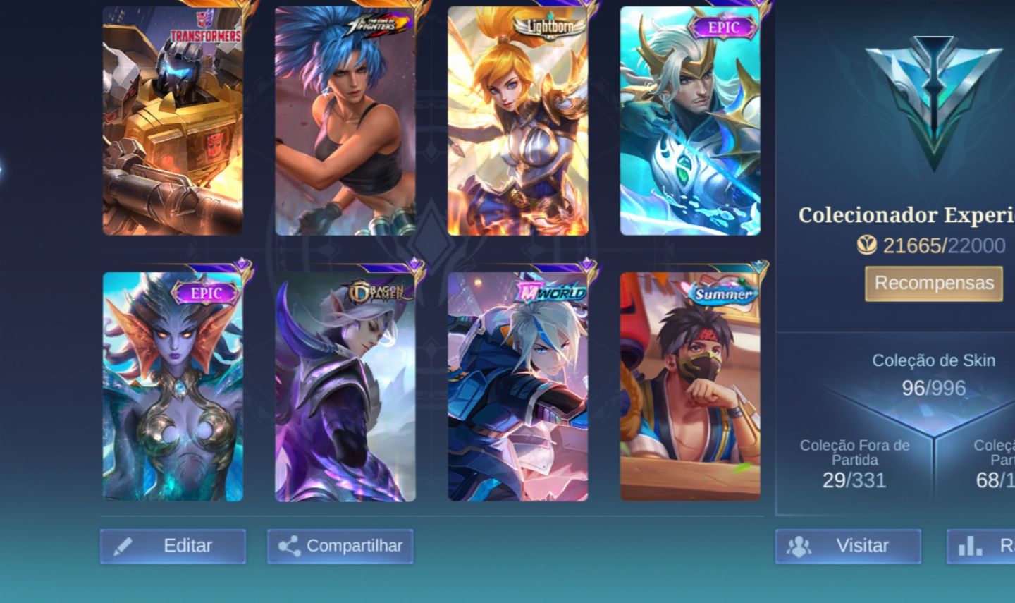 Conta Main Jungle Com Skin de evento KOF e Tranformers