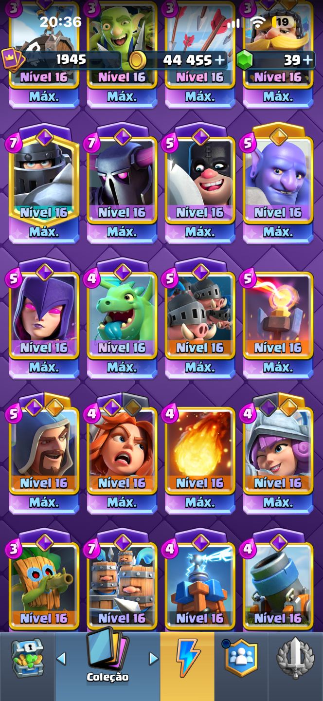 CONTA CLASH ROYALE ENDGAME | VÁRIAS CARTAS NÍVEL 16 MÁX. | 32/43 EVOLUÇÕES