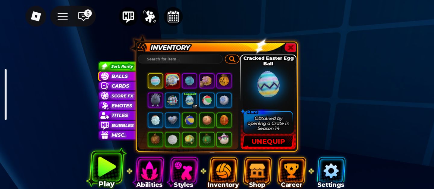 [PROMOÇÃO RELÂMPAGO] CONTA DE VOLLEIBOLL LEGENDS COM 5 ESTILOS SECRETS