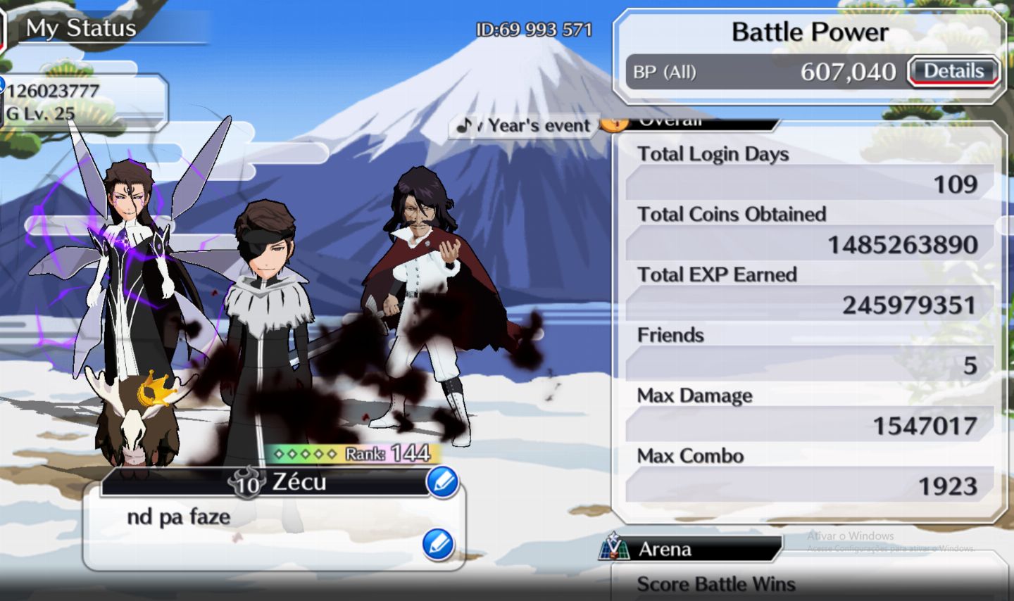 Conta de Bleach Brave Souls (BBS) Mid-Game