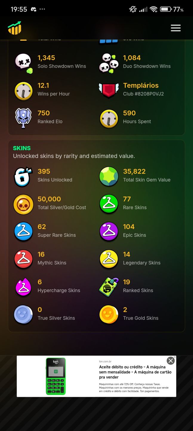 Conta de Brawl muito upado com 285 skins