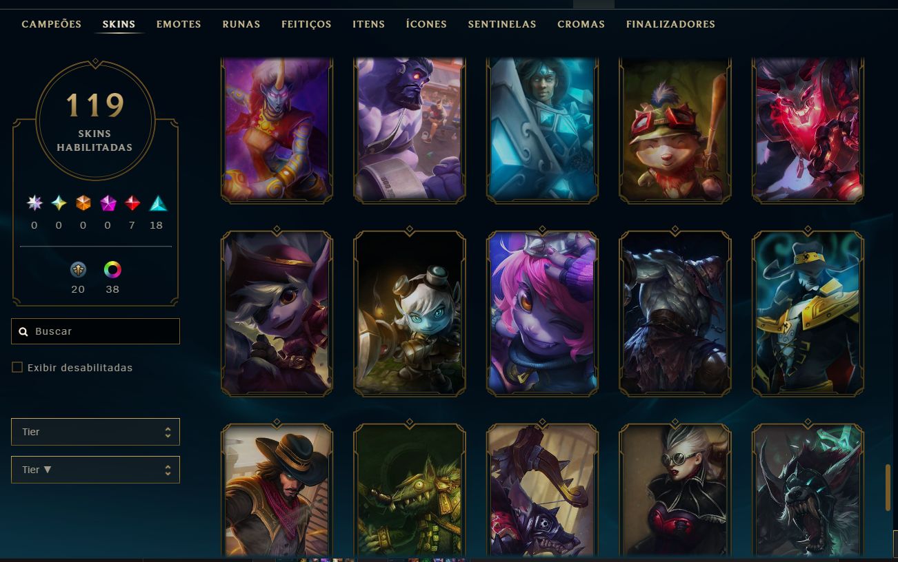 CONTA LOL MESTRE 200PDL+ / LV 101 / 119 SKINS / TODOS CHAMPS / FULL ACESSO DADOS