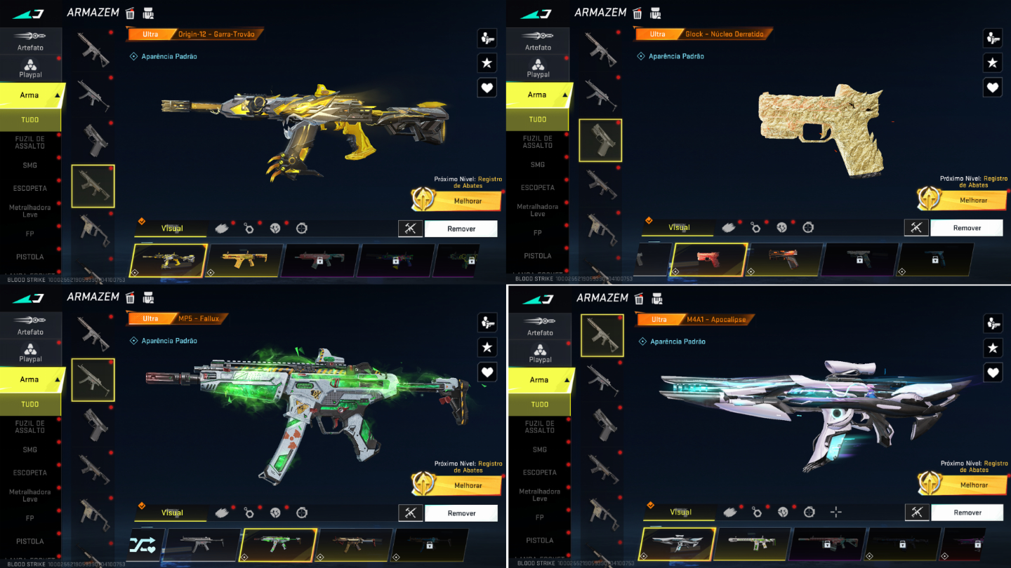 CONTA BLOOD STRIKE COM VARIAS SKINS 1 EVO 11 ETERNAS E 31 ULTRAS