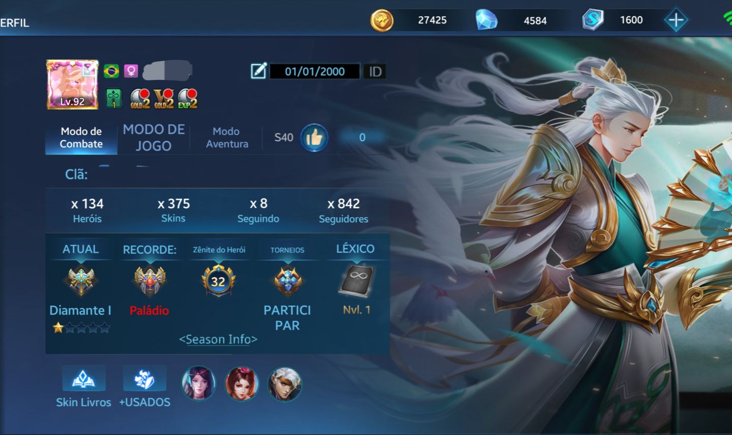 CONTA HEROES EVOLVED HIGH-END | LVL 92 | 375 SKINS | 134 HERÓIS | WINRATE ALTO