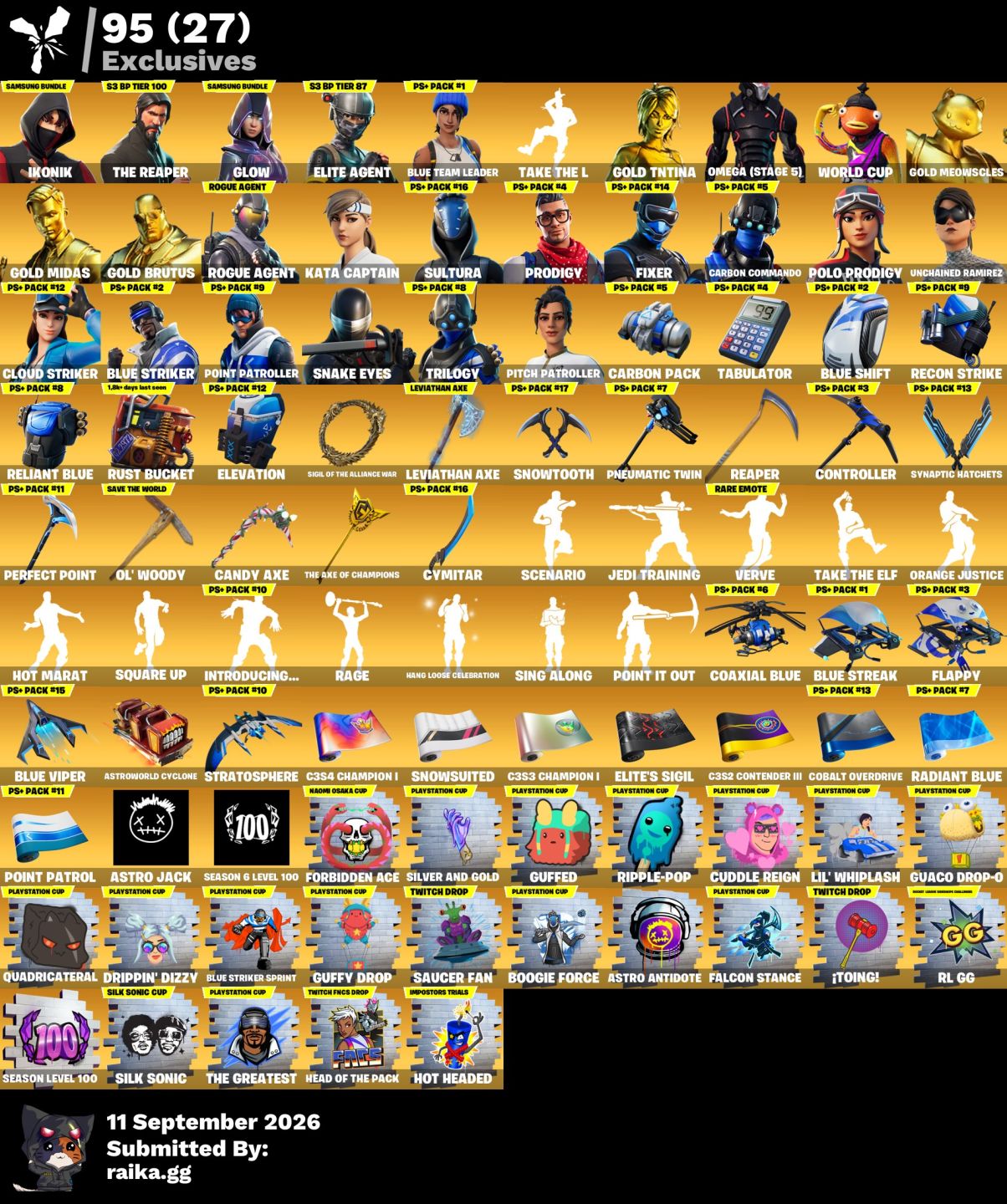 CONTA FORTNITE (EX PRO-PLAYER) 496 SKINS E 7325K DOLL