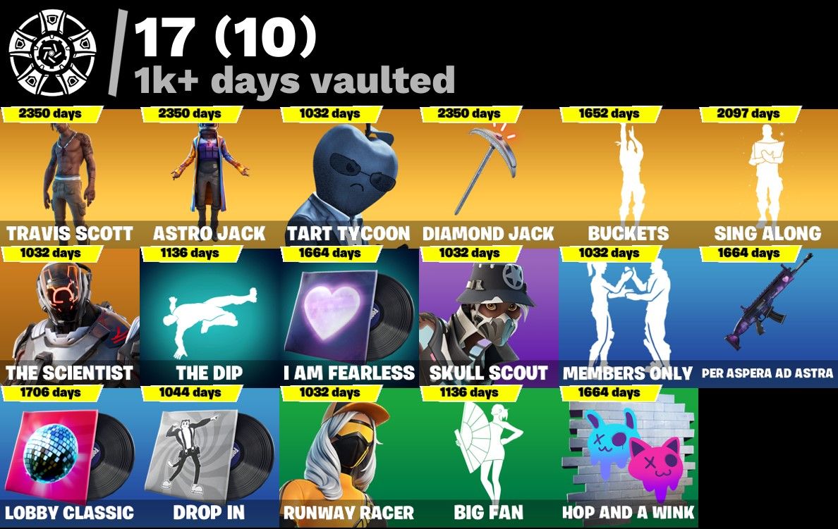 CONTA 184 SKINS - TRAVIS - IKONIK - GLOW - GOLD MIDAS - RENEGADE - 650 VBUCKS