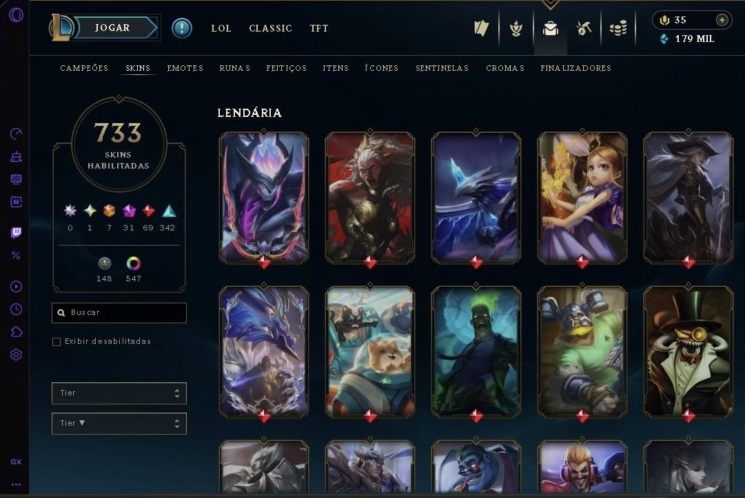 Conta legais of legends cheia de skin oportunidade Level 1138
