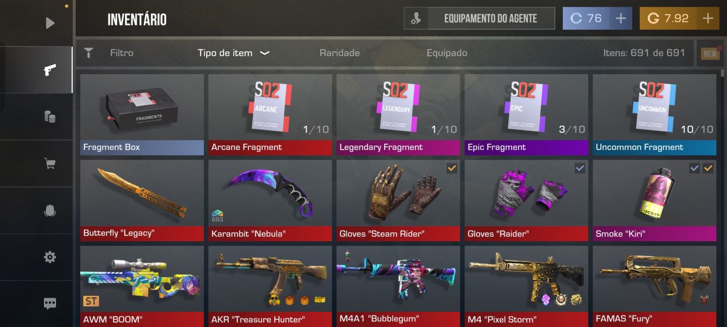Conta Standoff 2 | Butterfly Legacy + Karambit Nebula | AKR Treasure Hunter, etc