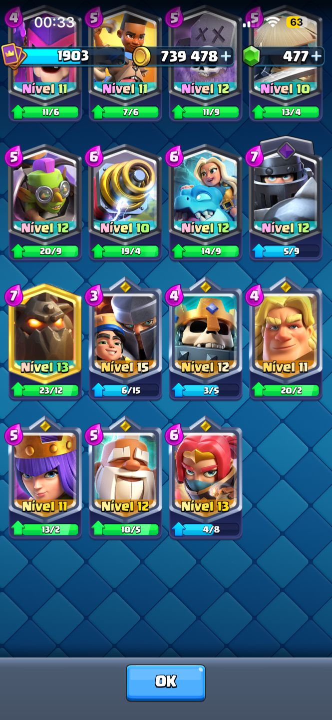 Conta de Clash Royale com 34 evoluções