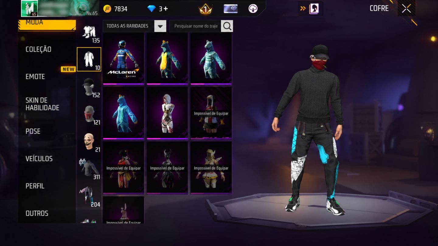 CONTA FREE FIRE INSANA! MUITAS SKINS, RARIDADES E COLEÇÃO BRABA!