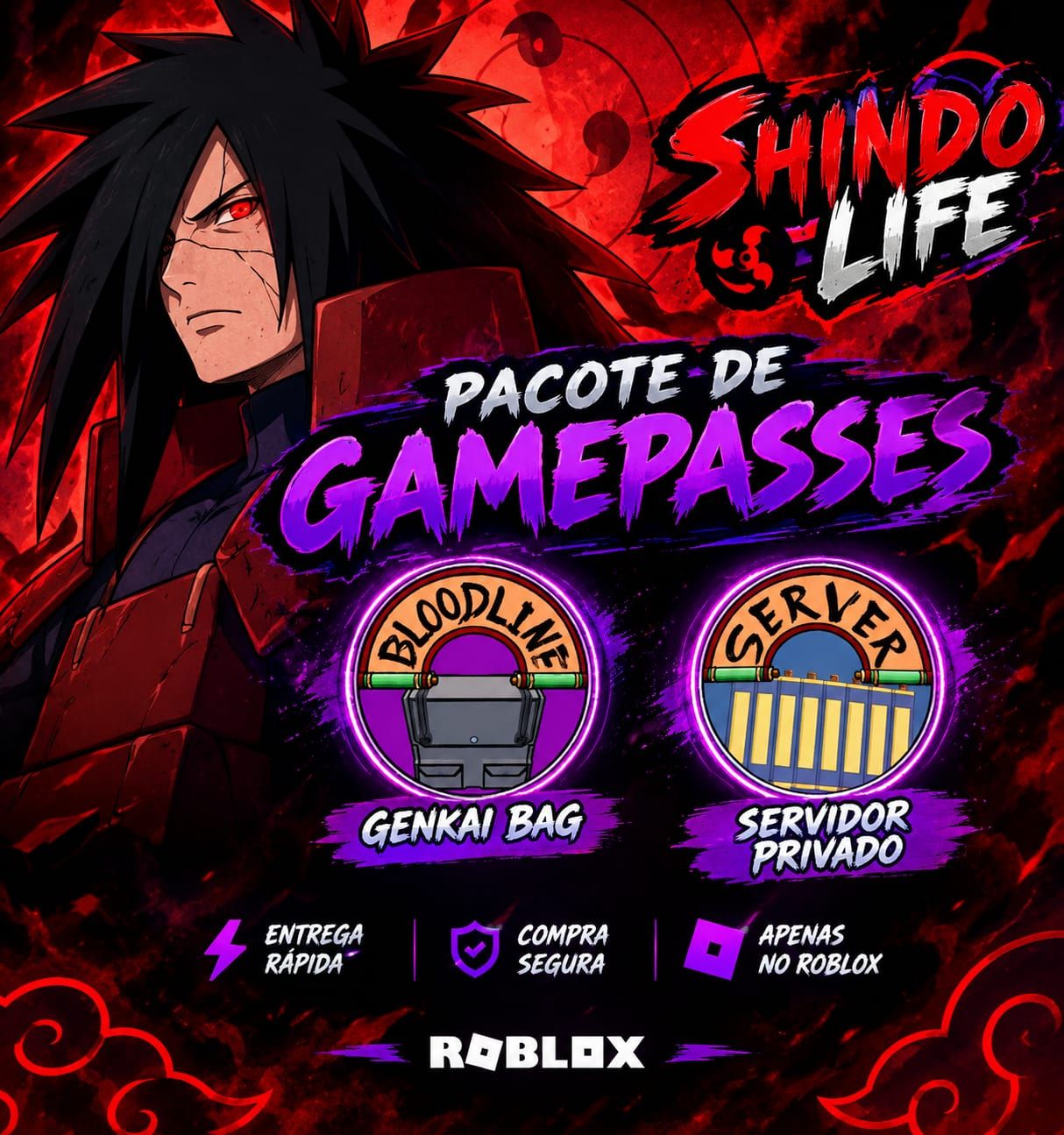 SHINDO LIFE - GAMEPASS BLOODLINE BAG + SERVIDOR PRIVADO | ENTREGA AUTOMÁTICA