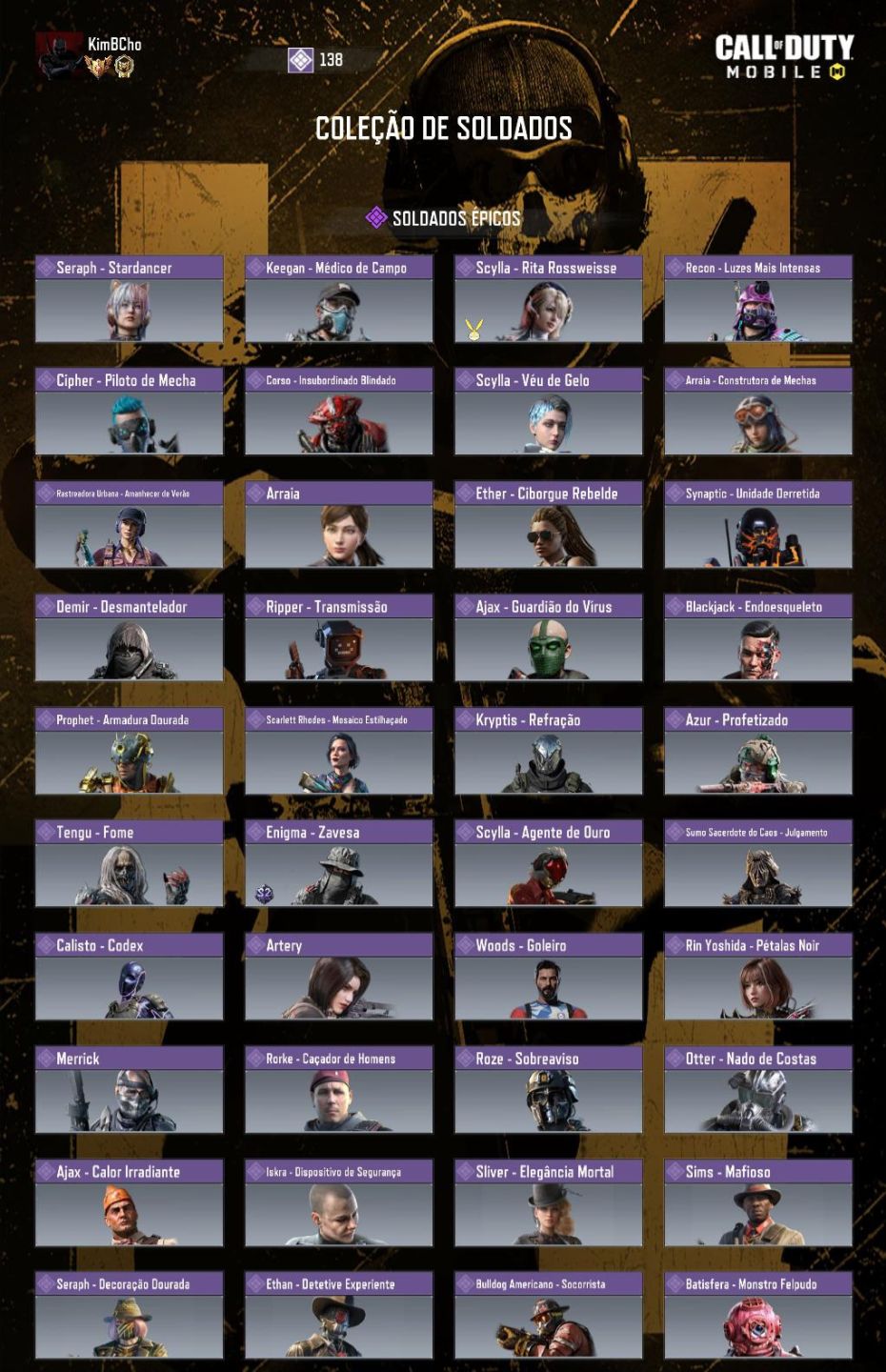 CONTA COD MOBILE COM VARIAS SKINS