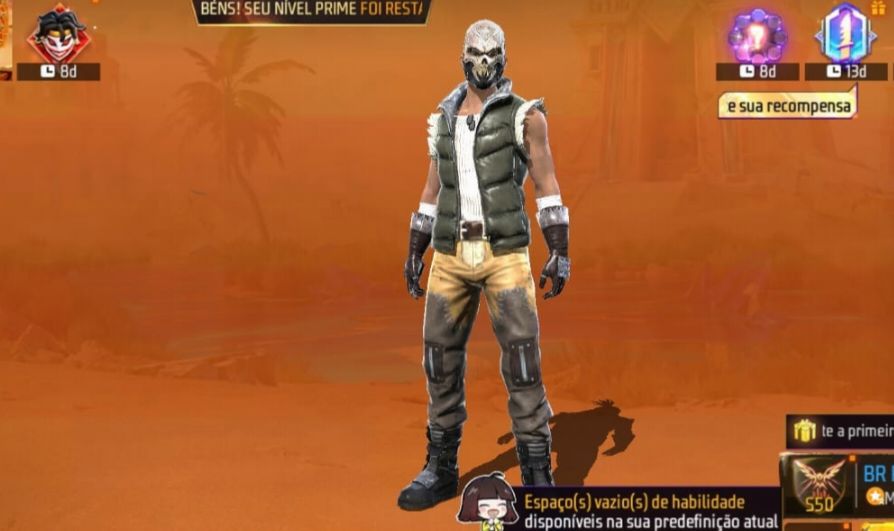 [MELHOR PREÇO]CONTA FREE FIRE+300 DIAMANTES+SKIN REI CAVEIRA+TROCA NICK LV 3/15