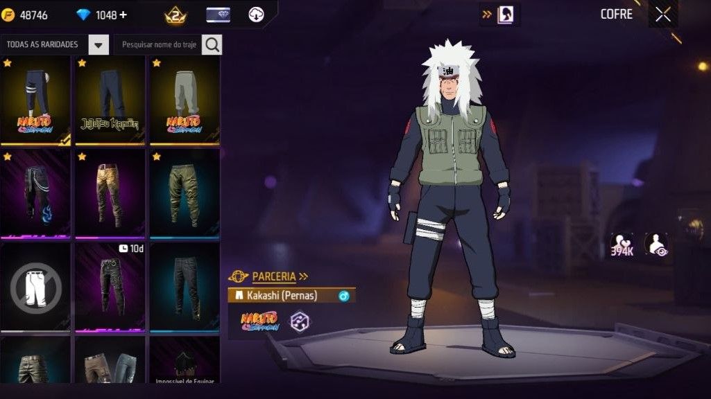CONTA FREE FIRE LVL 30 MESTRE 5 BR COM MEGUMI JJK|KAKASHI |JIRAYA E 1048 DIMAS
