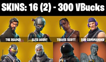 CONTA FORTNITE com The Reaper | Elite Agent|Travis Scott|Rogue Agent e 16 SKINS