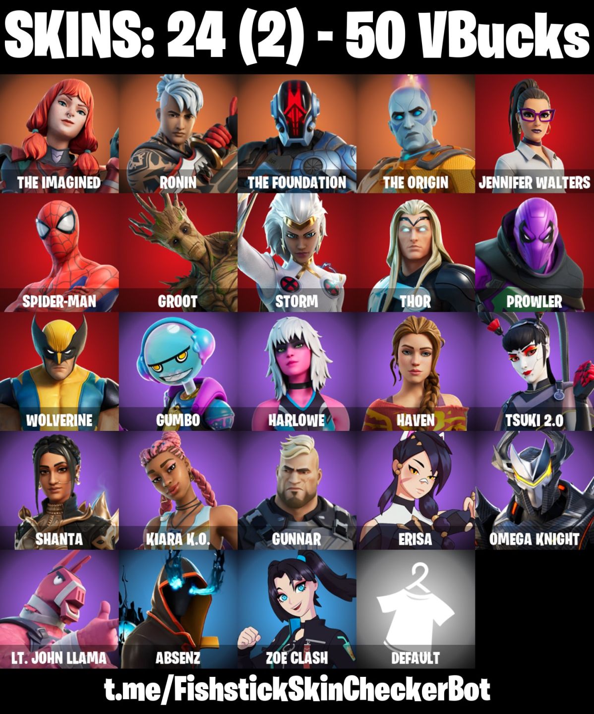Conta Fortnite com The Foundation | The Origin | Jennifer Walters e 24 Skins
