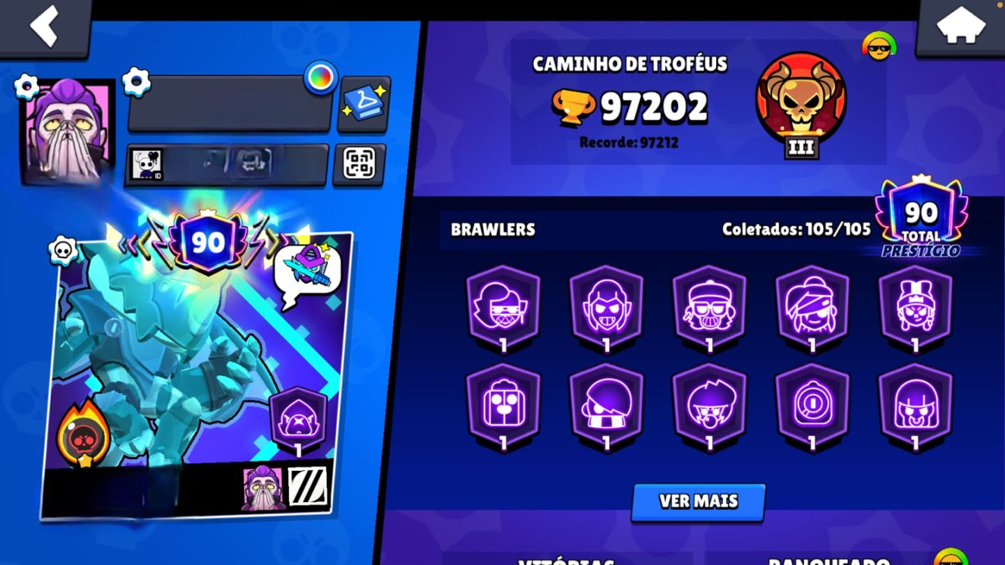 CONTA BRAWL STARS 97K TROFÉUS | +440 SKINS EXCLUSIVAS | TODAS AS HIPERCARGAS