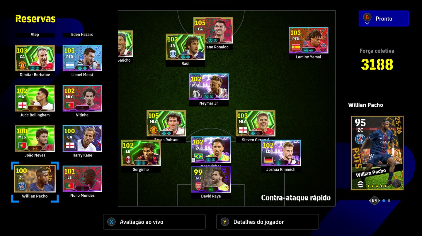 Conta eFootball Steam Ronaldinho 104 + Cristiano Ronaldo 105