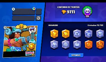 Conta top Brawl Stars e Clash Royale, 72 Brawlers 9k de troféus bastante skins