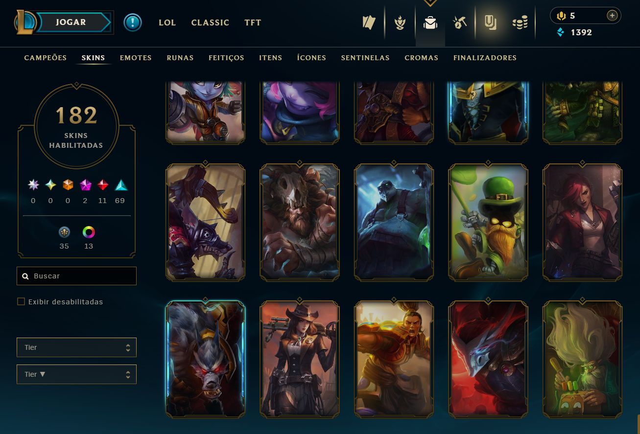 CONTA UNRANKED - 182 SKIN - FULL CHAMP + PREÇO BAIXISSIMO! - 100% SEGURA!
