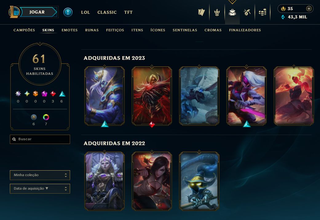 CONTA LOL BR LVL 109 87 CHAMPS 76 SKINS FULL ACESSO IRELIA