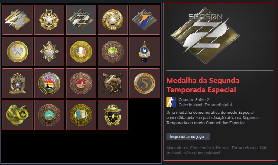 CONTA CS2 MAIN COM 30K SEASON 2 E 4, LEVEL 72 STEAM (19 MEDALHAS) PERMA GREEN