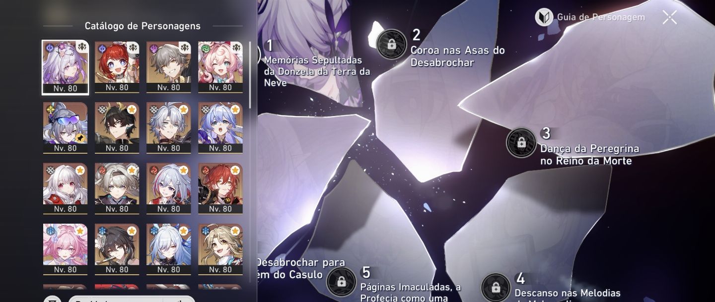 Conta honkai star rail endgame com bastante chars