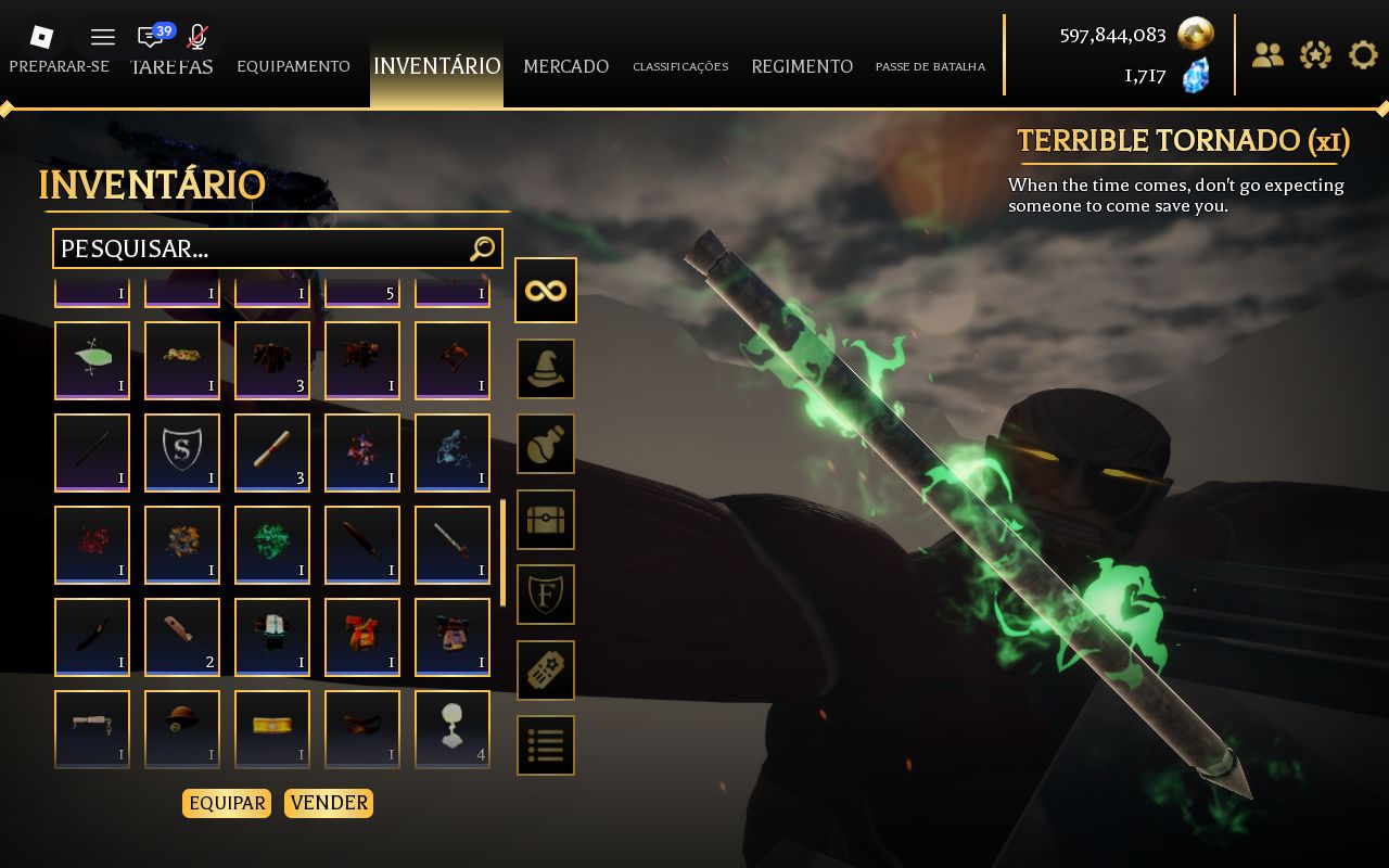 CONTA AOT REVOLUTION | GRADE S- | 597M+ GOLD | TERRIBLE TORNADO x11 | DANO TS 33