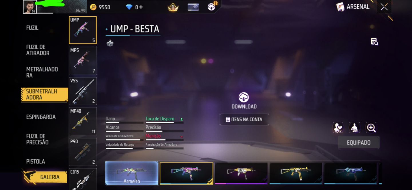 Conta free fire com skins e armas para apostado