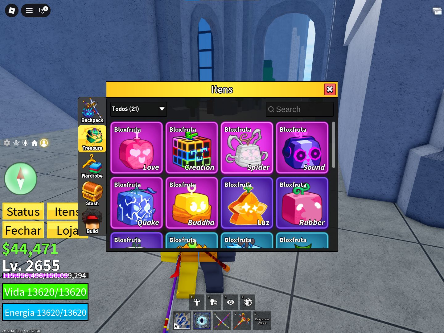 CONTA DE BLOX FRUITS básica com CDK hallow sche entre outras espadas level+-max