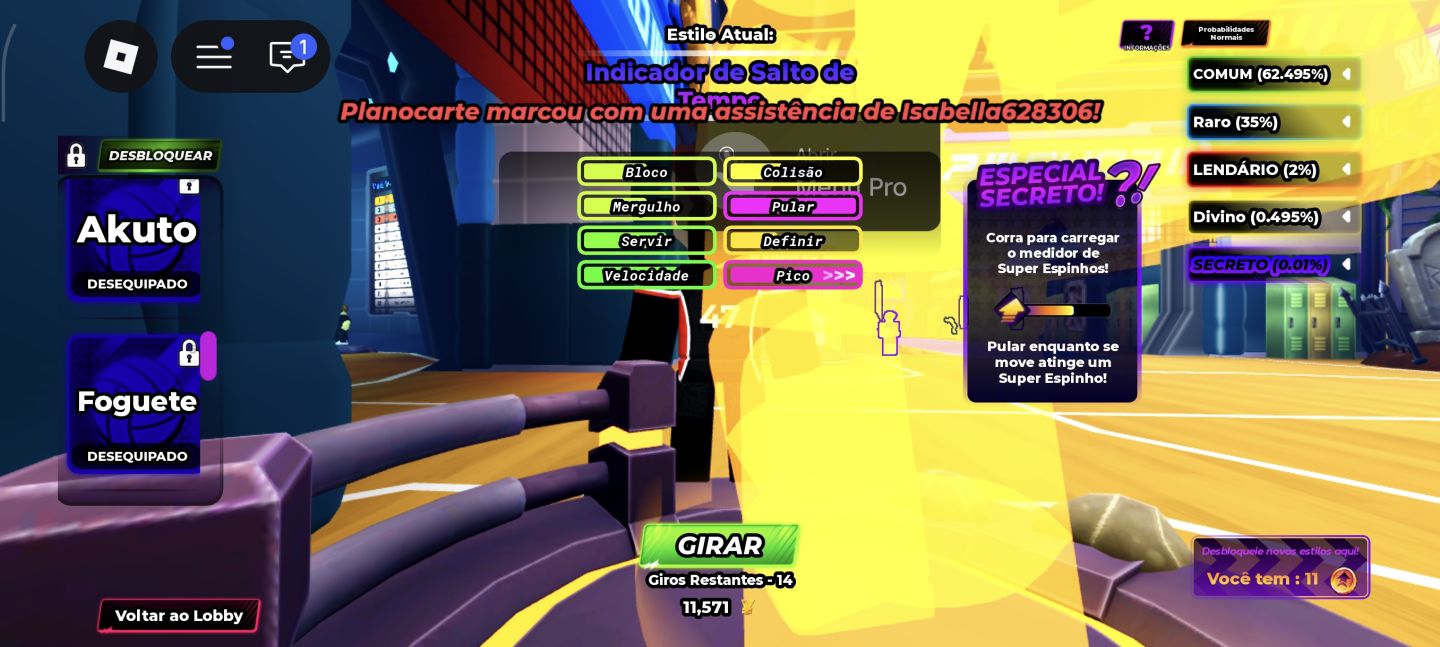 Conta voleibol legends e blox fruits