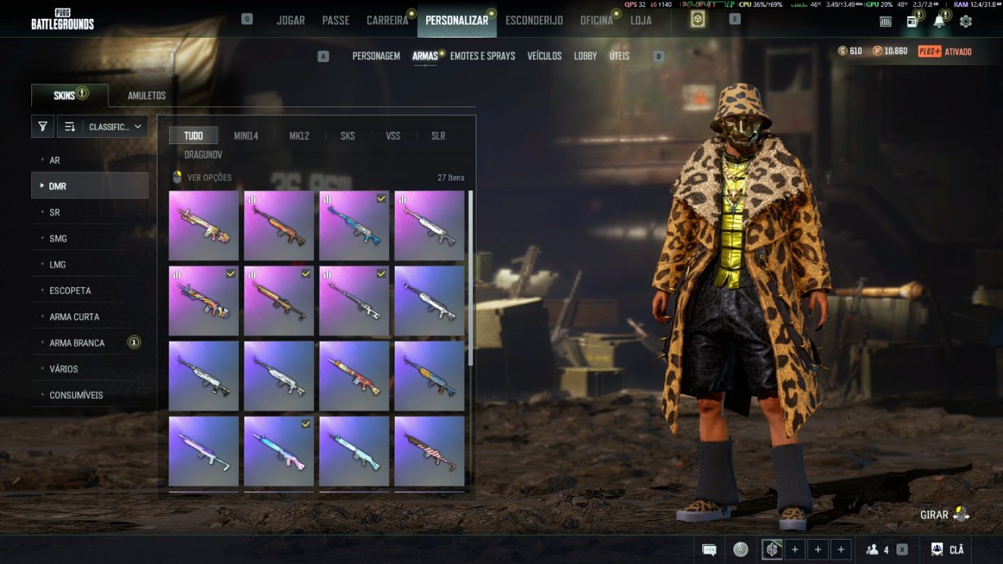 PUBG | AUG Lv8 | Beryl Medusa Lv6 | ACE Lv2 | Personagem Glasya Lv 2