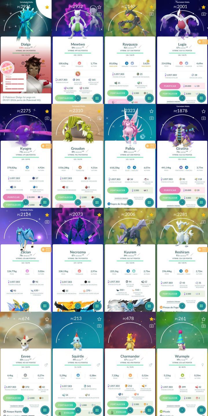 CONTA COLECIONADOR COM SHUNDO +12 LENDÁRIOS SHINY 3 100% E MT FUNDO - POKEMON GO