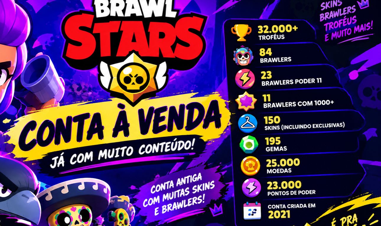 CONTA BRAWL STARS ANTIGA COM MUITAS SKINS