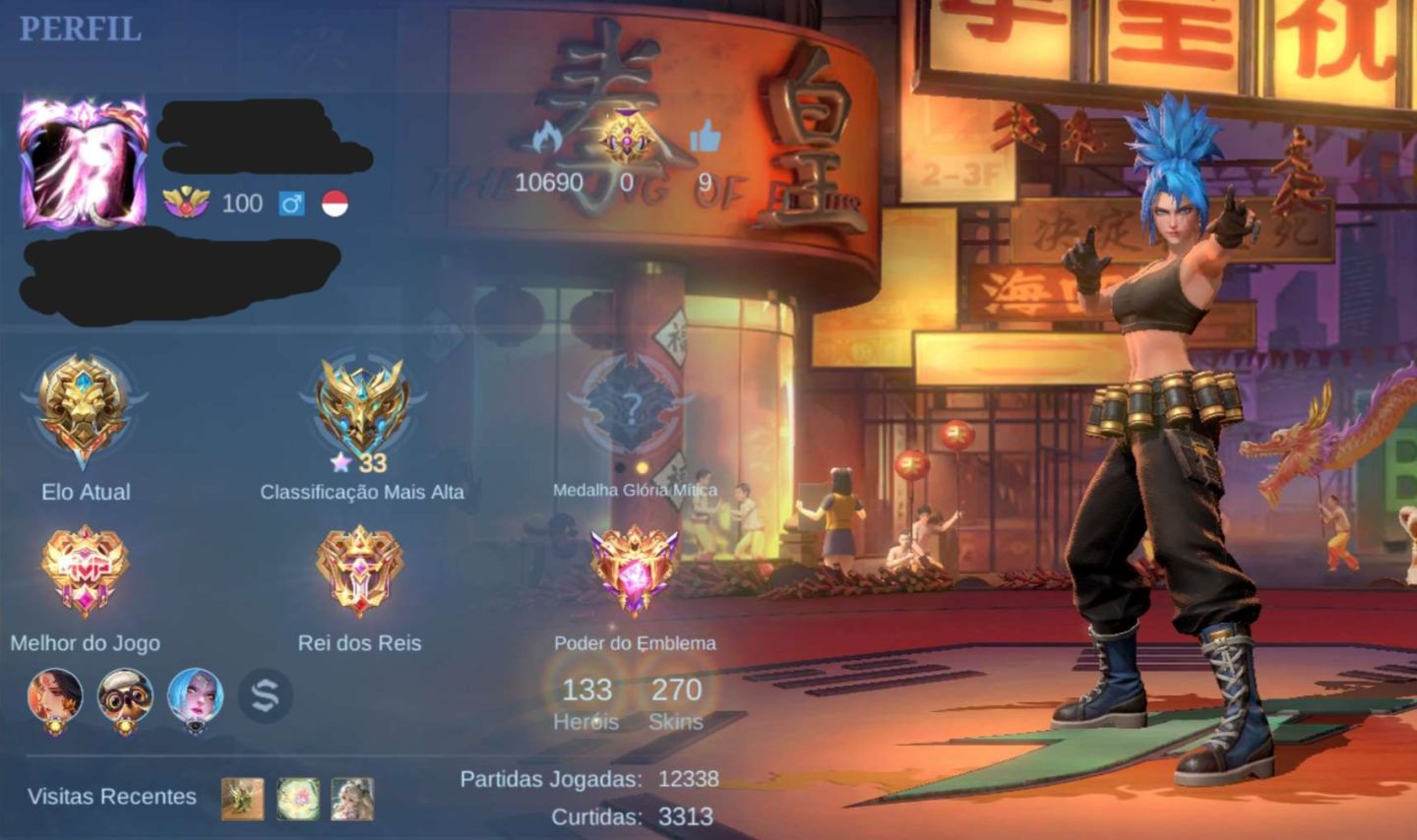 CONTA MOBILE LEGENDS RARA | 10 ANOS | 133 HERÓIS + 284 SKINS