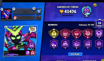 CONTA DE BRAWL STARS > 45k DE TROFÉUS | 95 BRAWLERS | 14 HÍPER | LILY TOP GLOBAL